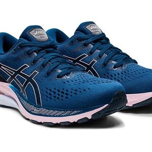 ASICS Gel-Kayano 28 blue and pink